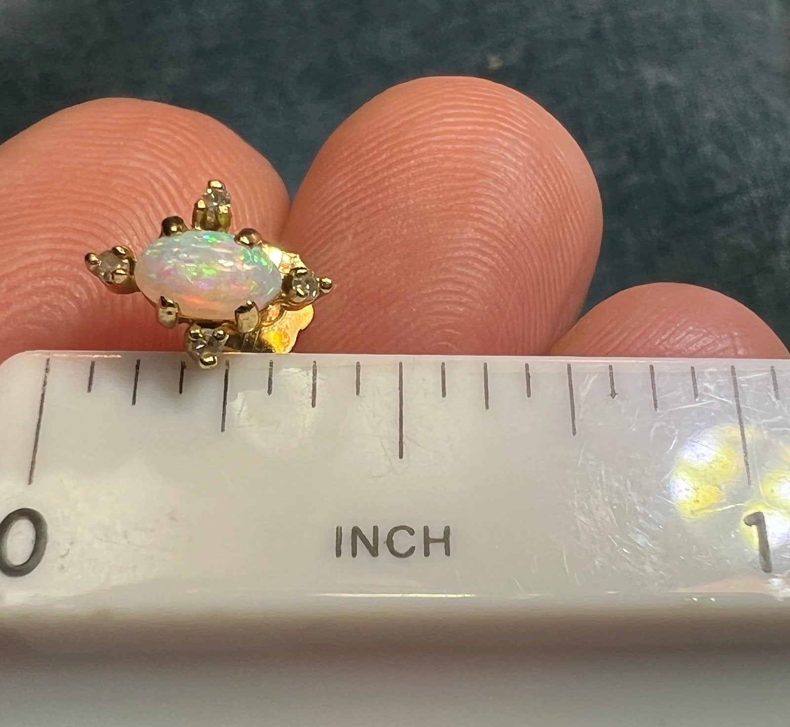 10k Gold Australian Crystal Jelly Opal Earrings w Diamonds. TINY! *Video*