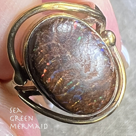 10k Gold Australian Koroit Boulder Opal Ring. **VIDEO**