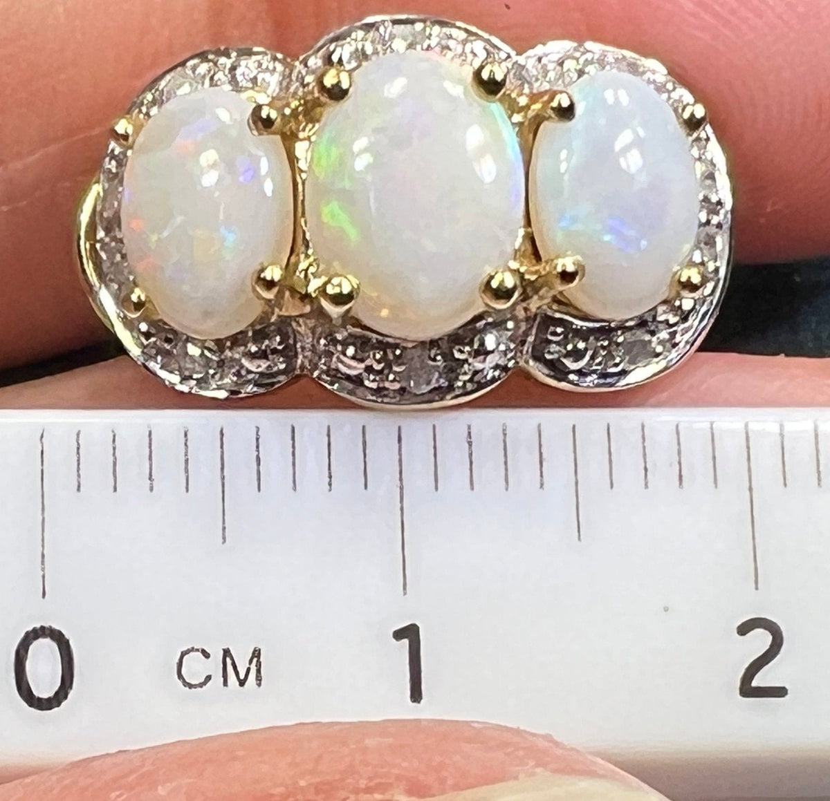 10k Gold Australian Opal + Diamond Omegaback Earrings *Video*