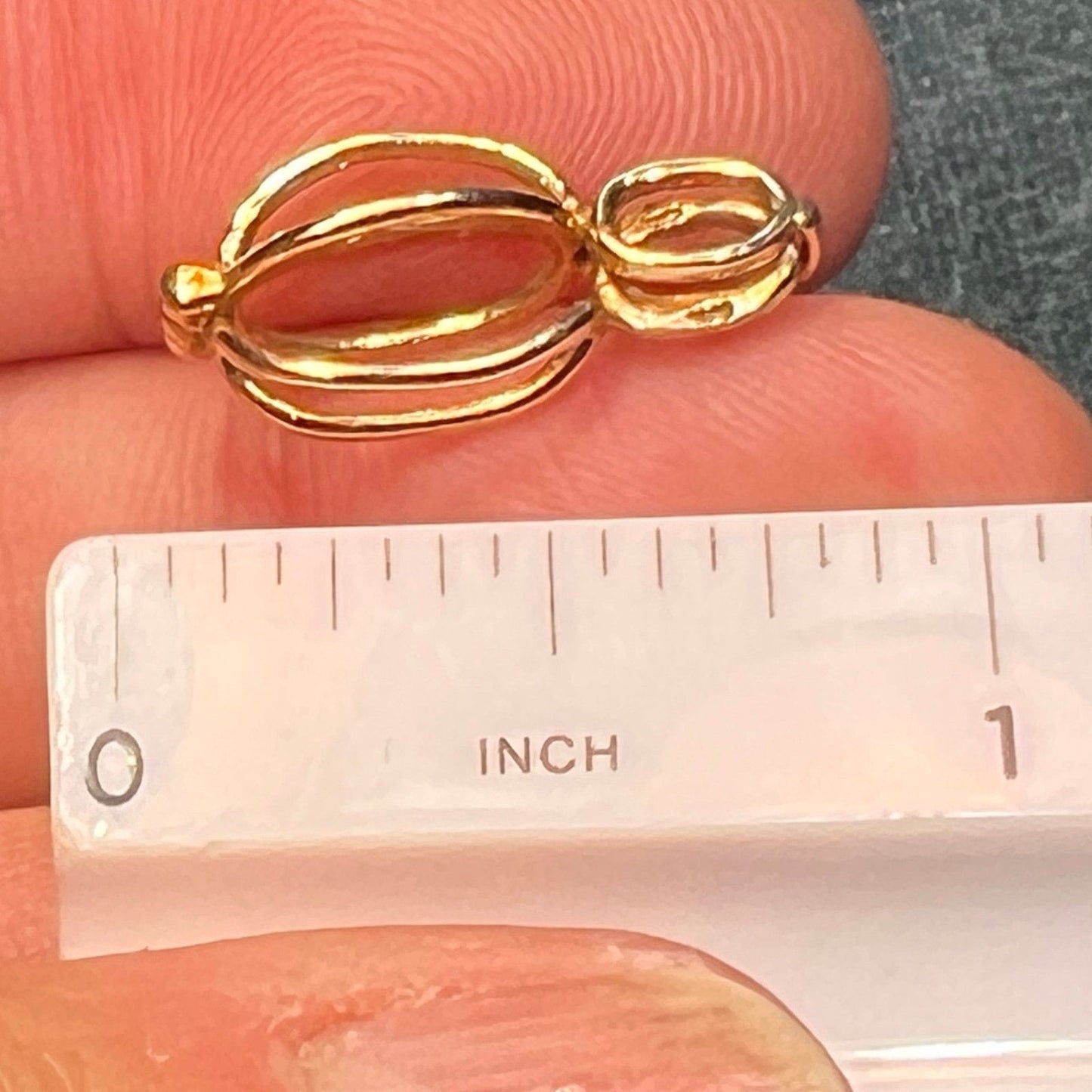 10k Gold Cage Pendant w 2 Ct Raw Uncut Diamond + Pearl **VIDEO**