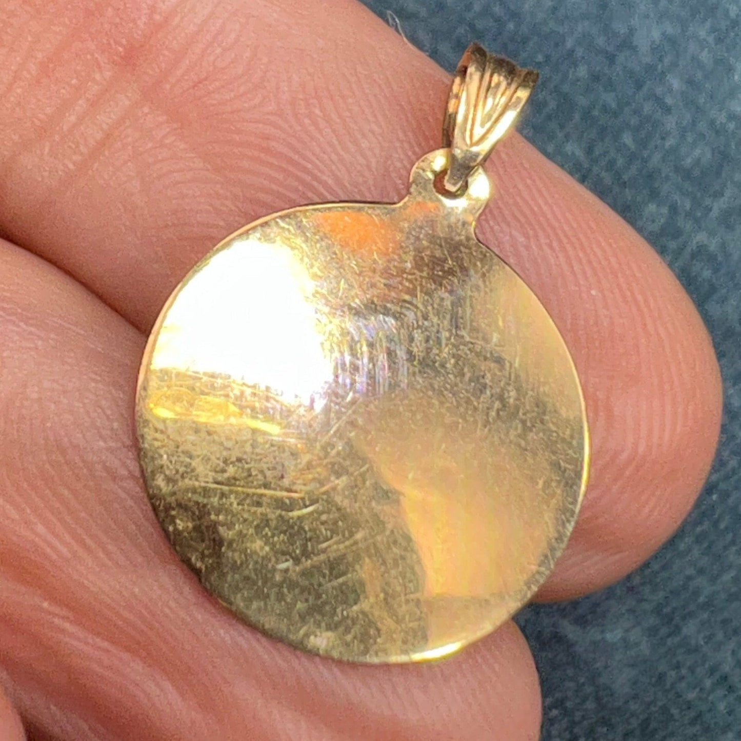 10k Gold Crescent Man-in-the-Moon Pendant "I Love U to the Moon + Back"