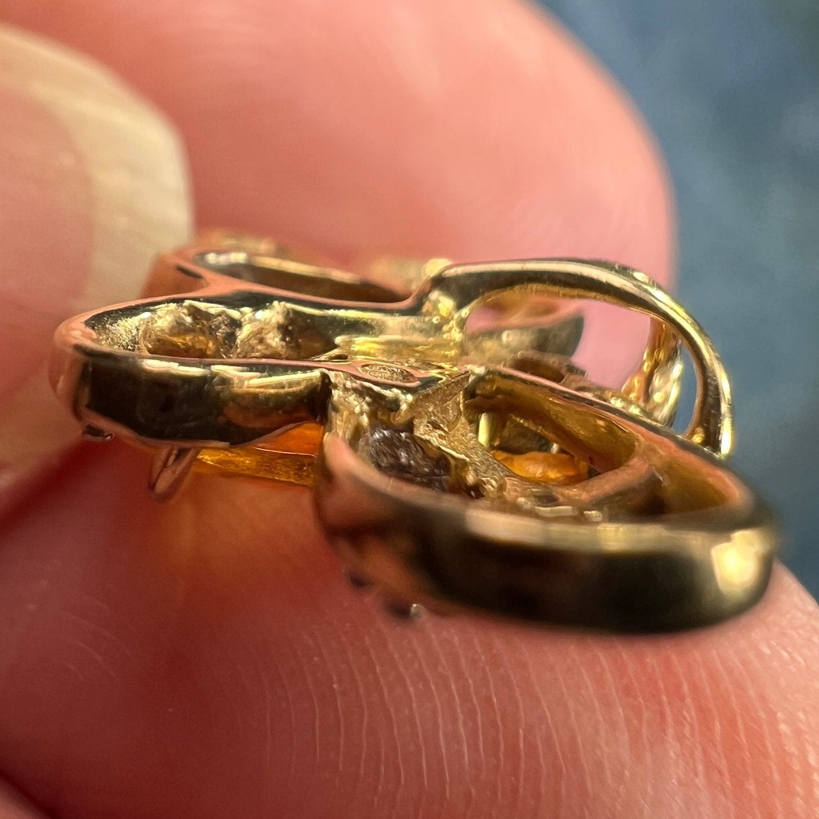 10k Gold Honey Bee Pendant w Lemon Citrine & Diamonds