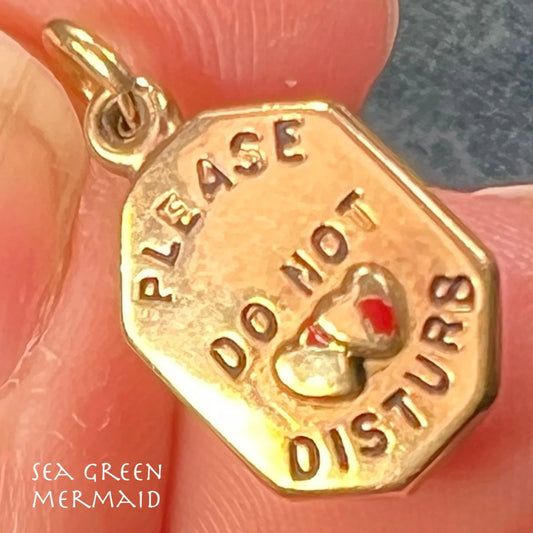 10k Gold Hotel Doorknob Pendant "Please Do Not Disturb" *Tiny*