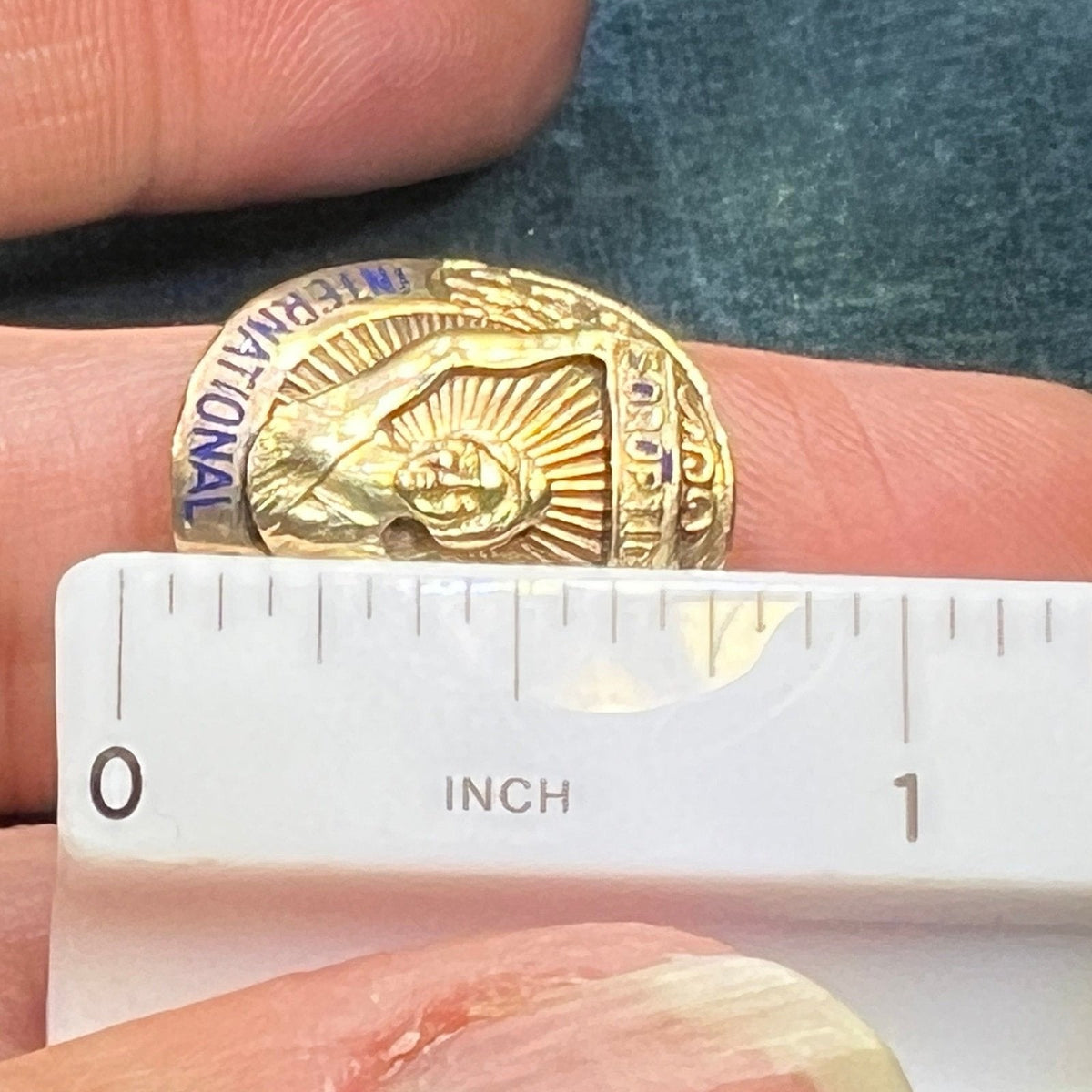 10k Gold *Rare* 1930s Deco Soroptimist Sunburst Ring. Empowering Women