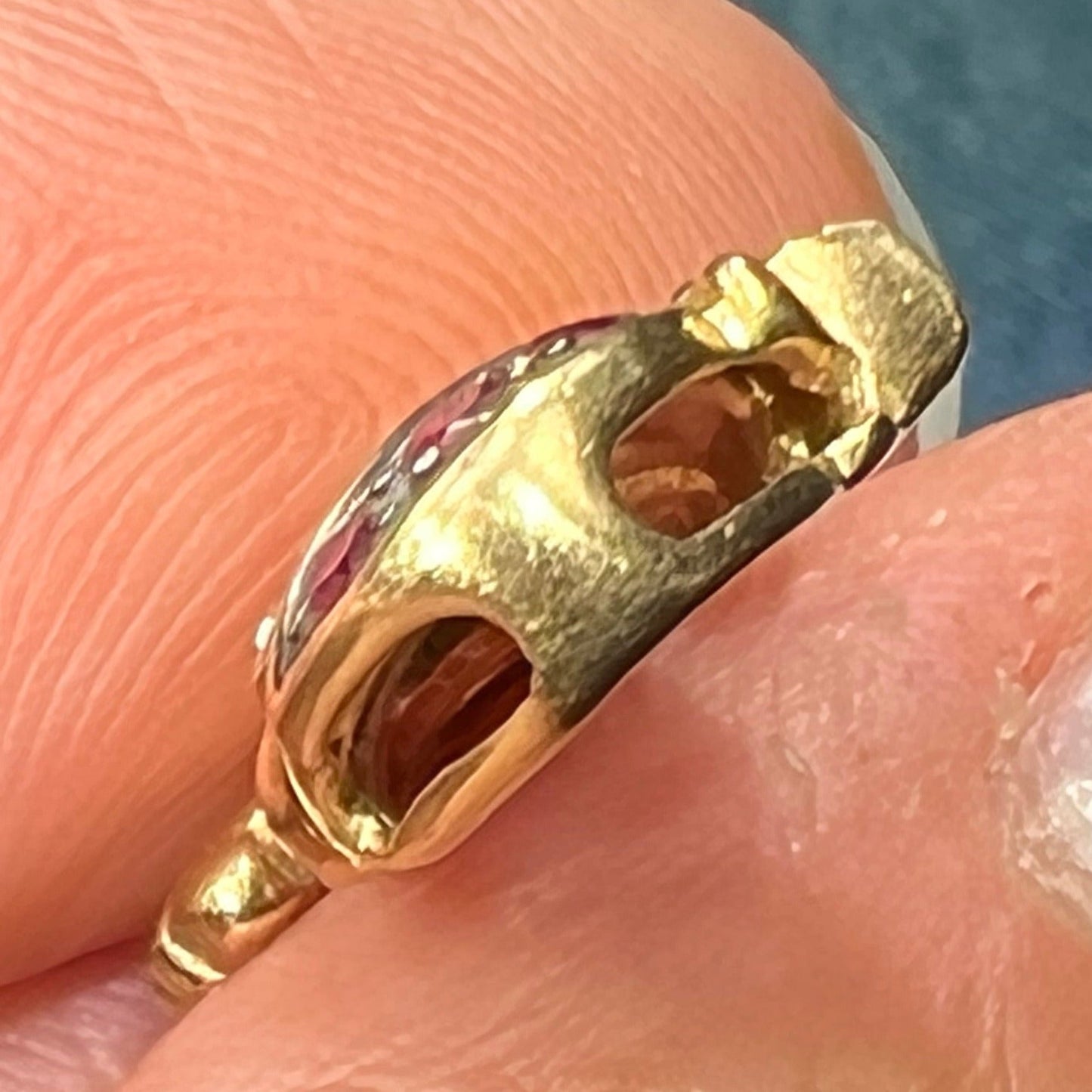 10k Gold Ruby Skull + Bones Pirate Jolly Roger Pendant