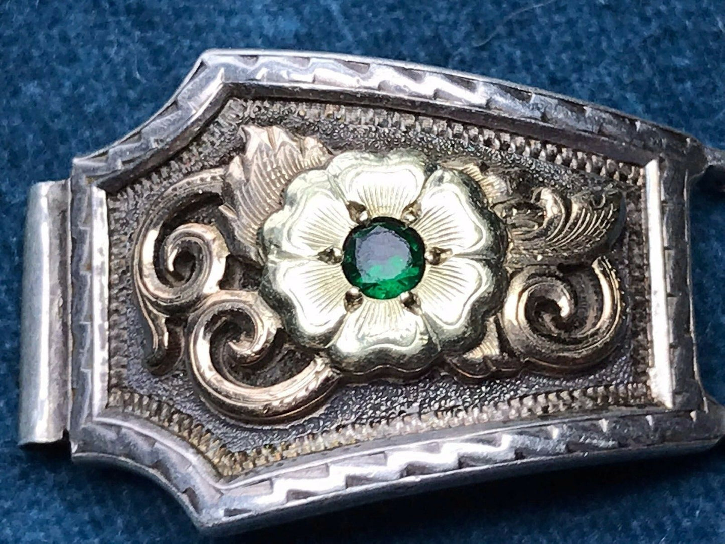 10k Rose Yellow Gold & .925 Carved Emerald Watch Ends. GIST Silversmiths-K1L5
