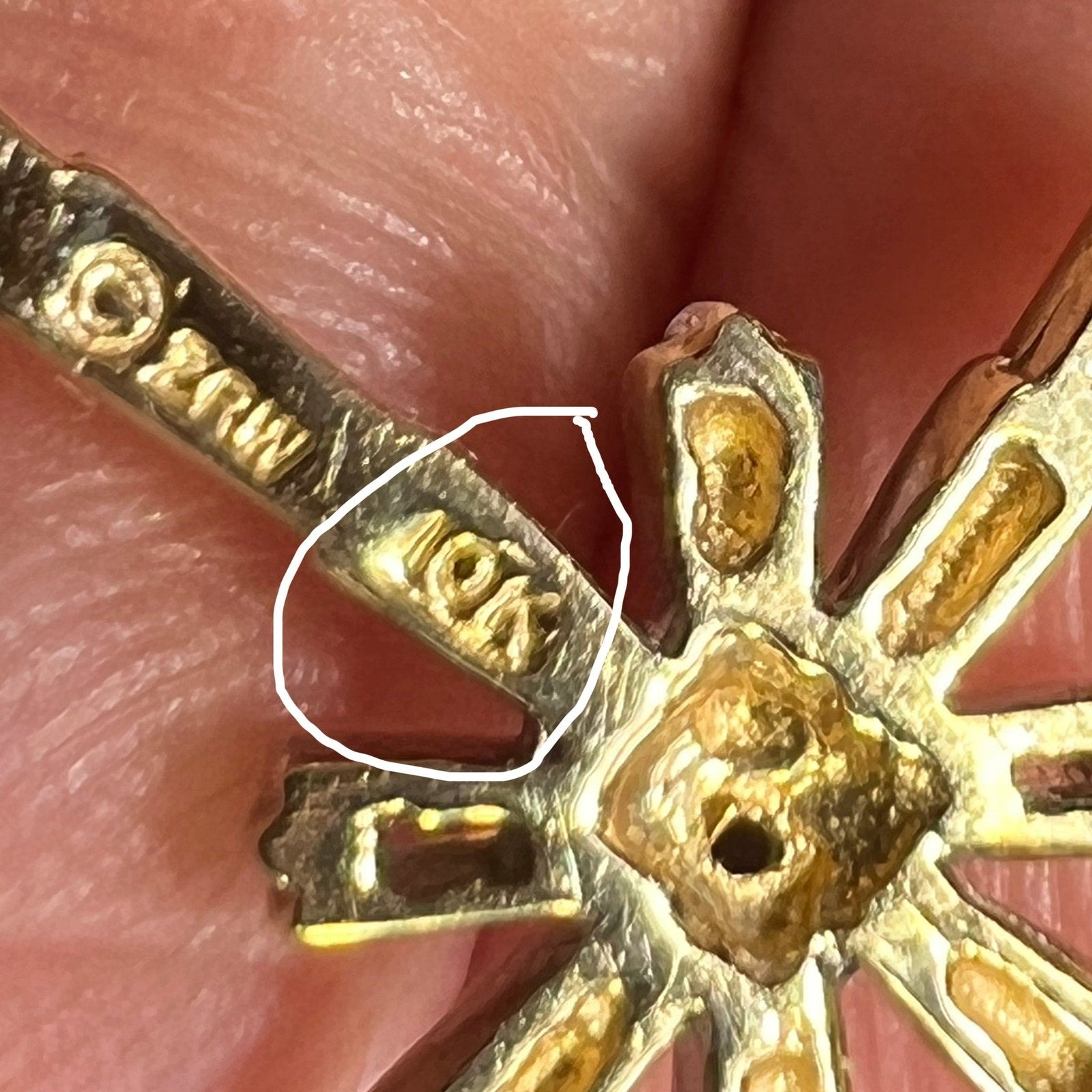 10k White Gold Cross Pendant w Sunburst of Diamond Baguettes