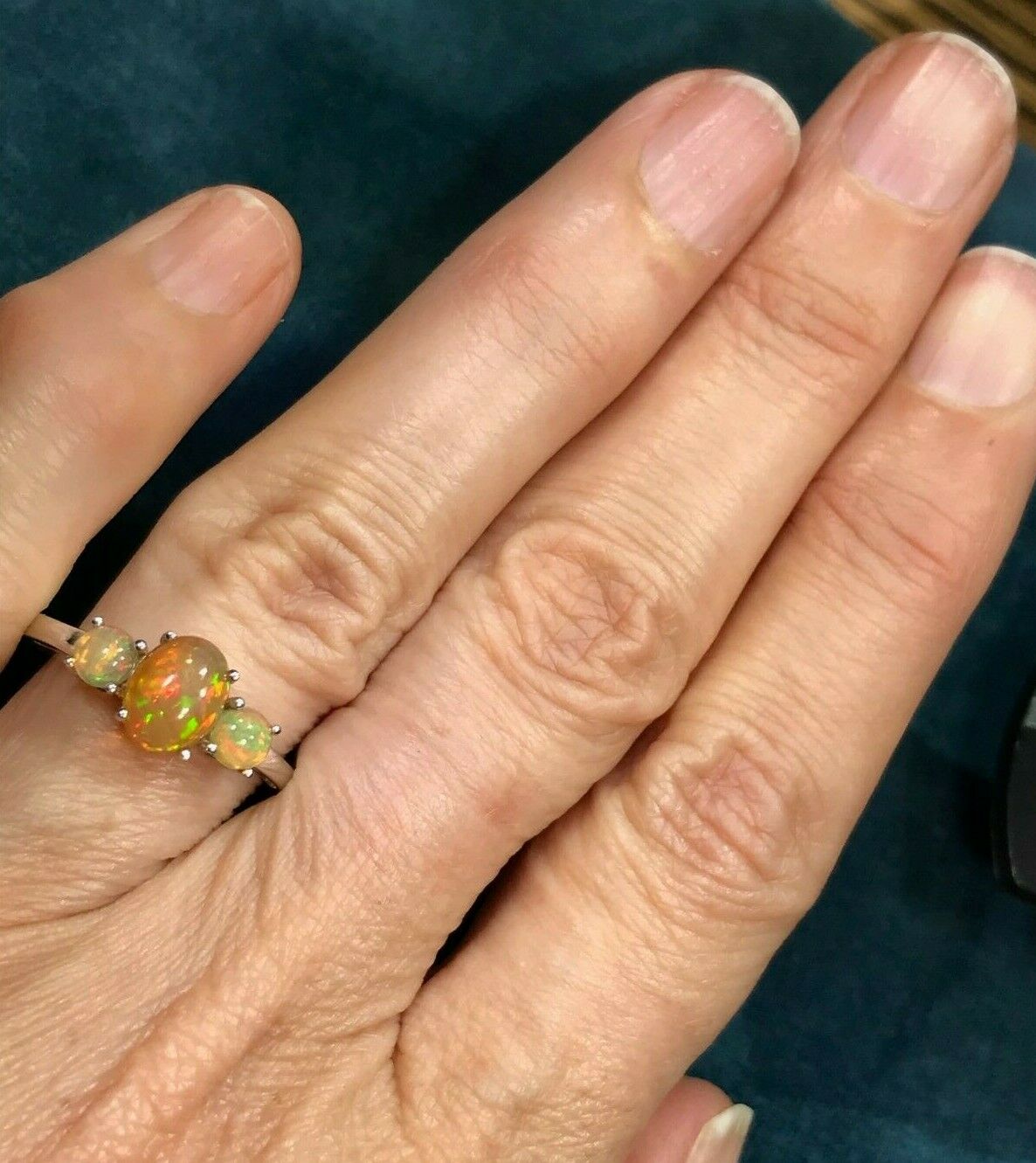 10k White Gold Ethiopian Welo Jelly Opal Ring ***VIDEO***