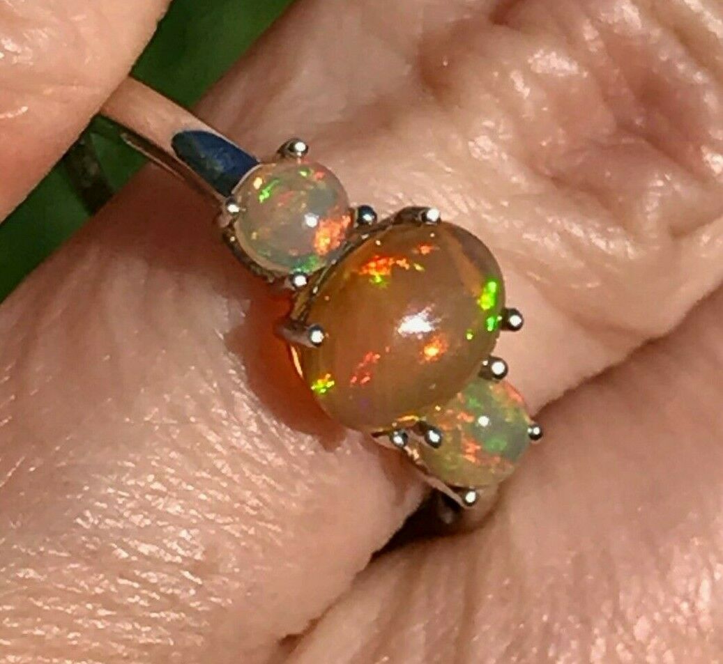 10k White Gold Ethiopian Welo Jelly Opal Ring ***VIDEO***