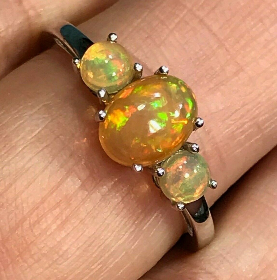 10k White Gold Ethiopian Welo Jelly Opal Ring ***VIDEO***