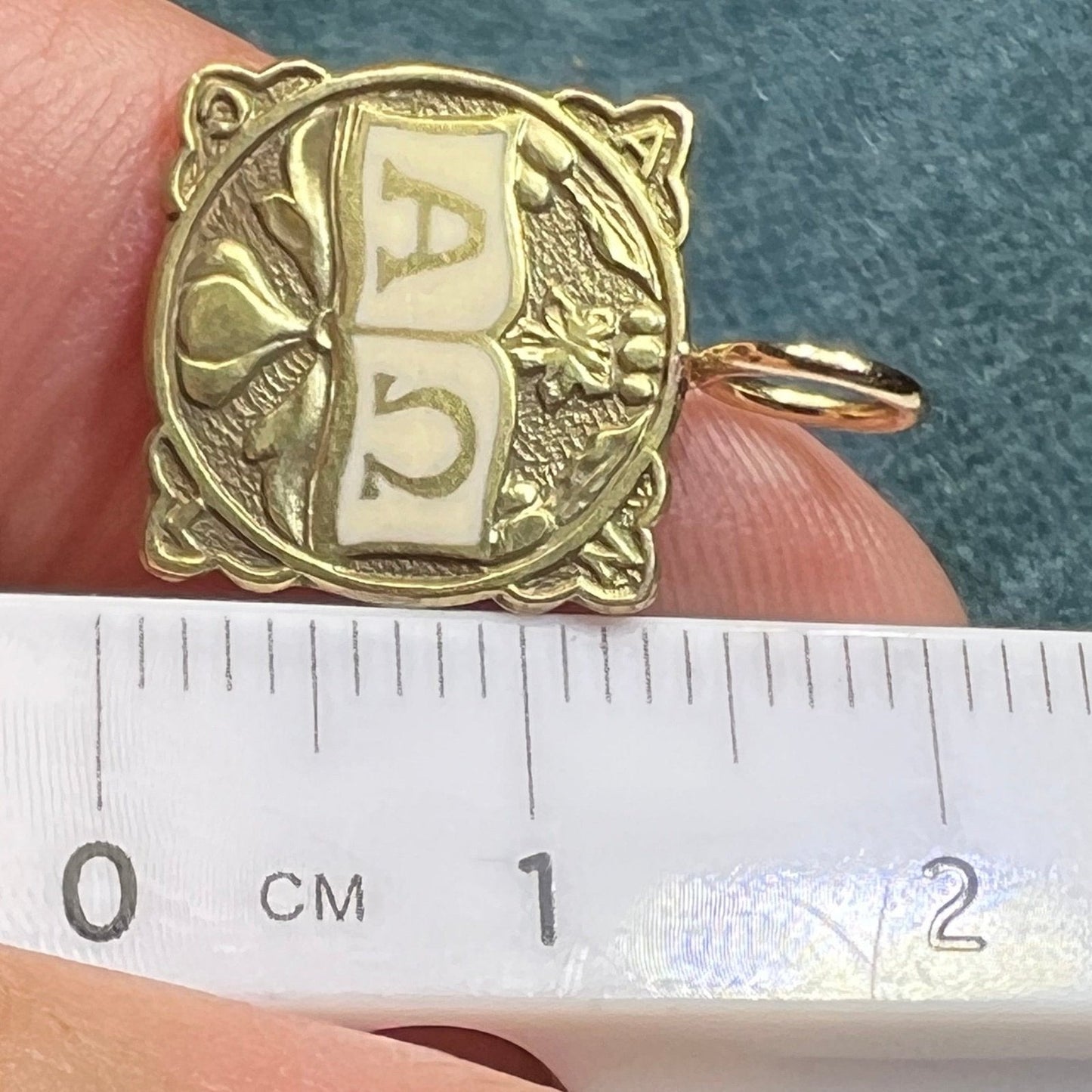 10k Yellow Gold "Alpha to Omega" Engraved Pendant. Antique