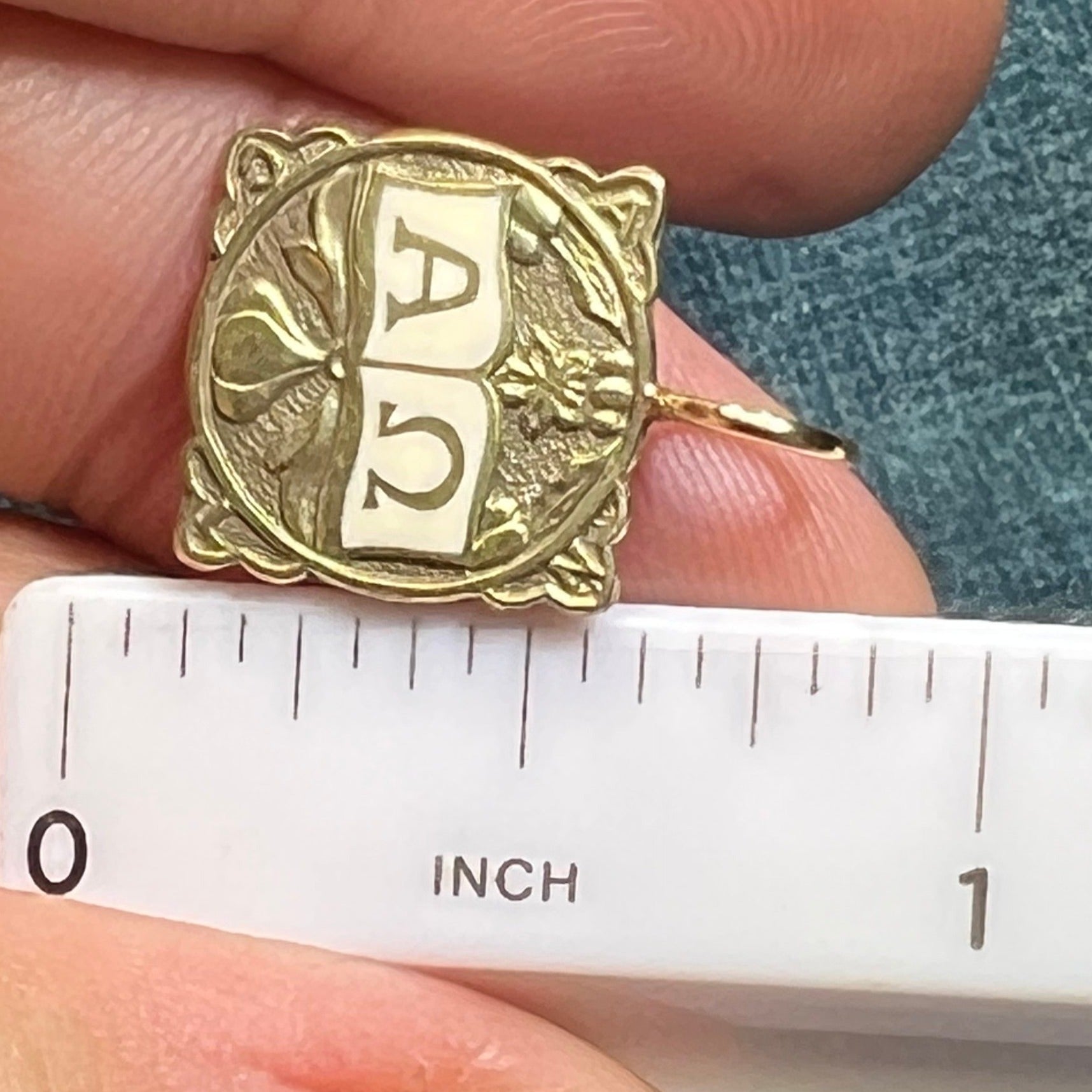 10k Yellow Gold "Alpha to Omega" Engraved Pendant. Antique