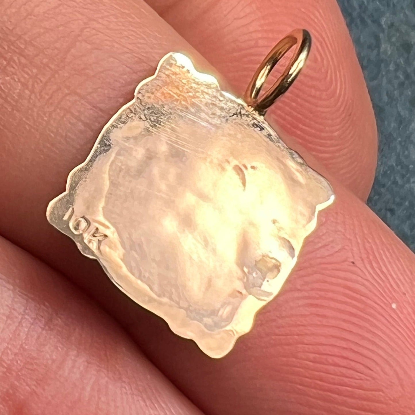 10k Yellow Gold "Alpha to Omega" Engraved Pendant. Antique