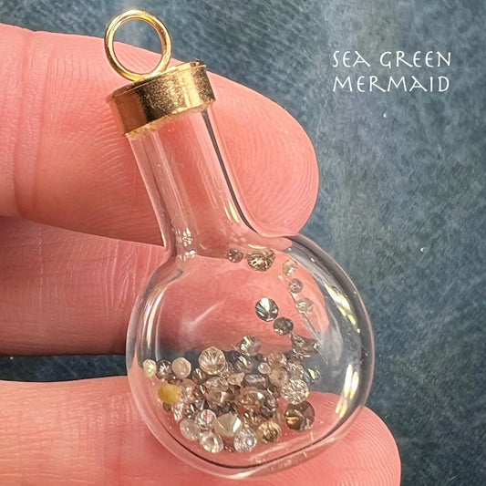 10k Yellow Gold Bottle w 50 Tiny Diamonds Pendant. 1.5" *Video*