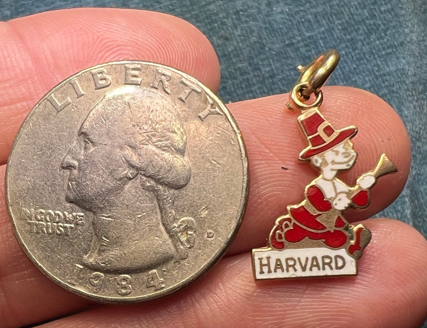 10k Yellow Gold Crimson HARVARD University Crimson Pilgrim Pendant