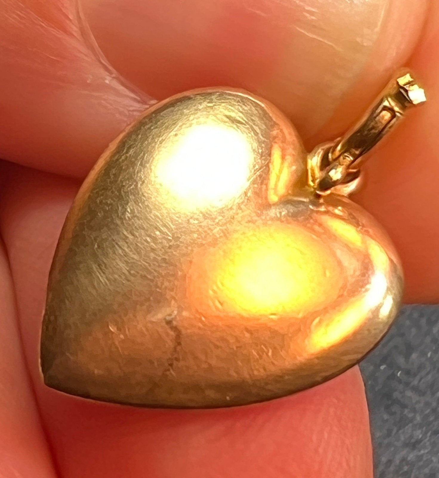 10k Yellow Gold Heart Pendant w Crescent Moon + Gypsy Set Garnet