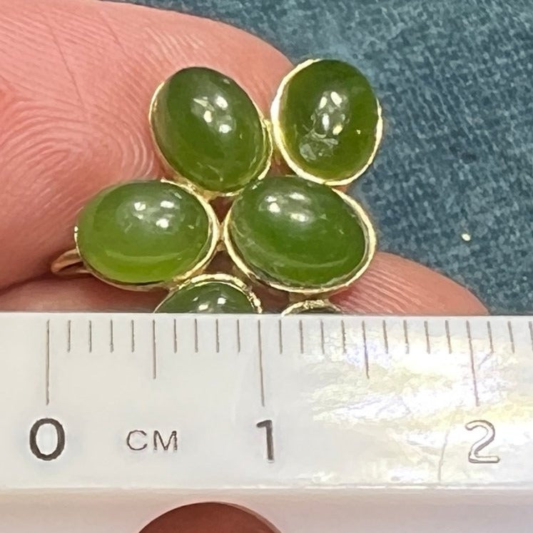 10k Yellow Gold Jade Flower Pendant. Bezel Set #2