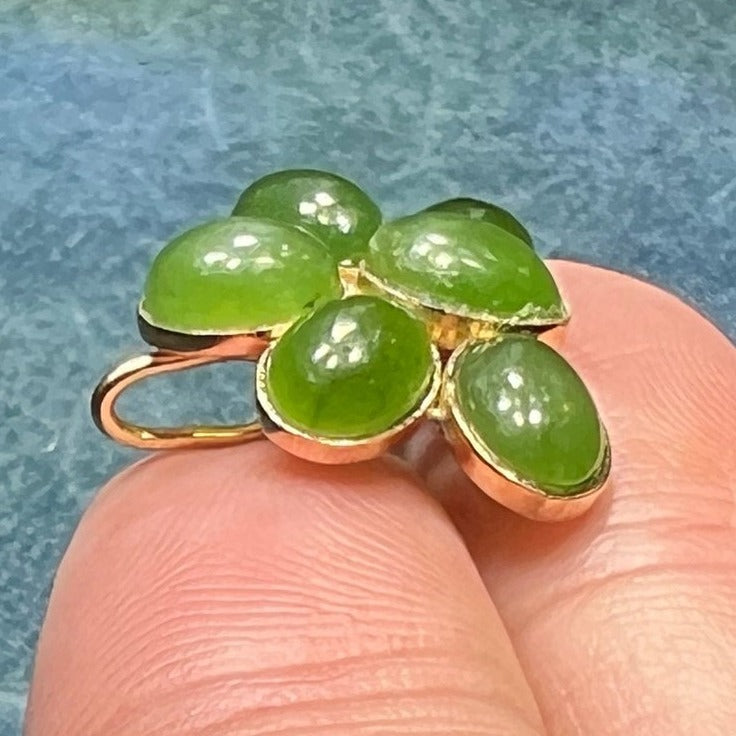 10k Yellow Gold Jade Flower Pendant. Bezel Set #2