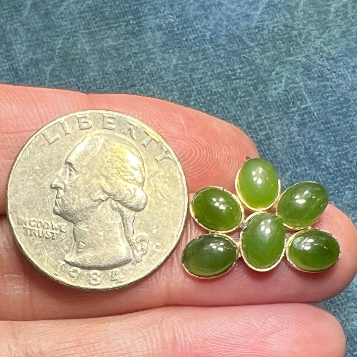 10k Yellow Gold Jade Flower Pendant. Bezel Set #2