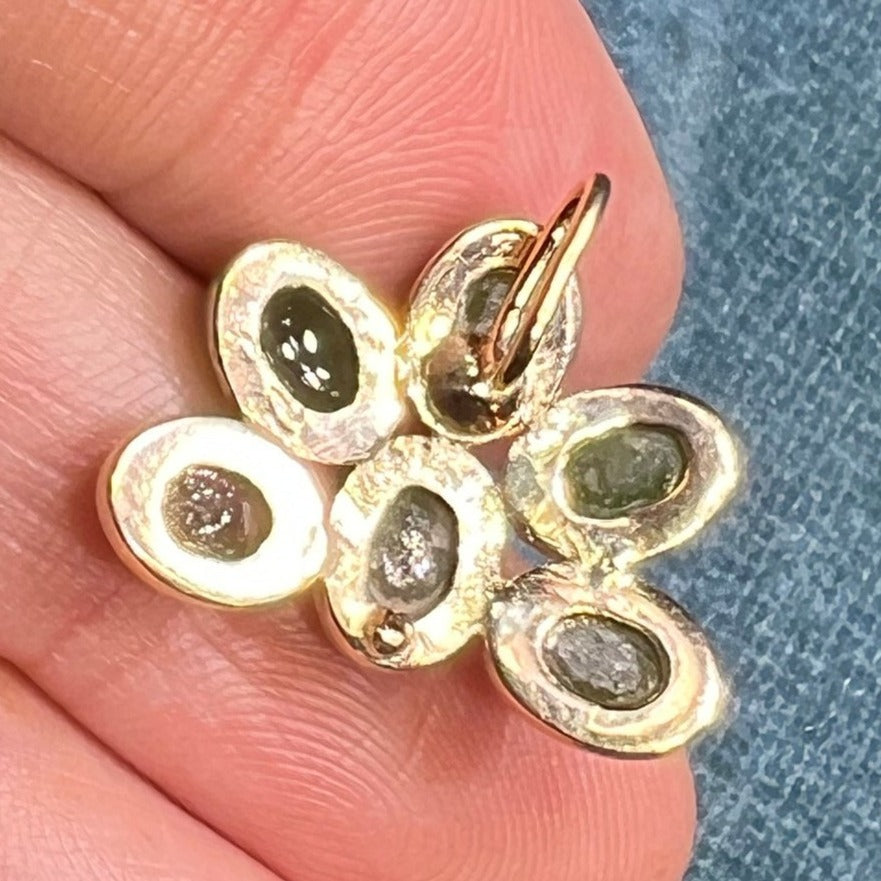 10k Yellow Gold Jade Flower Pendant. Bezel Set #2
