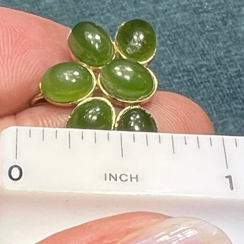 10k Yellow Gold Jade Flower Pendant. Bezel Set #2