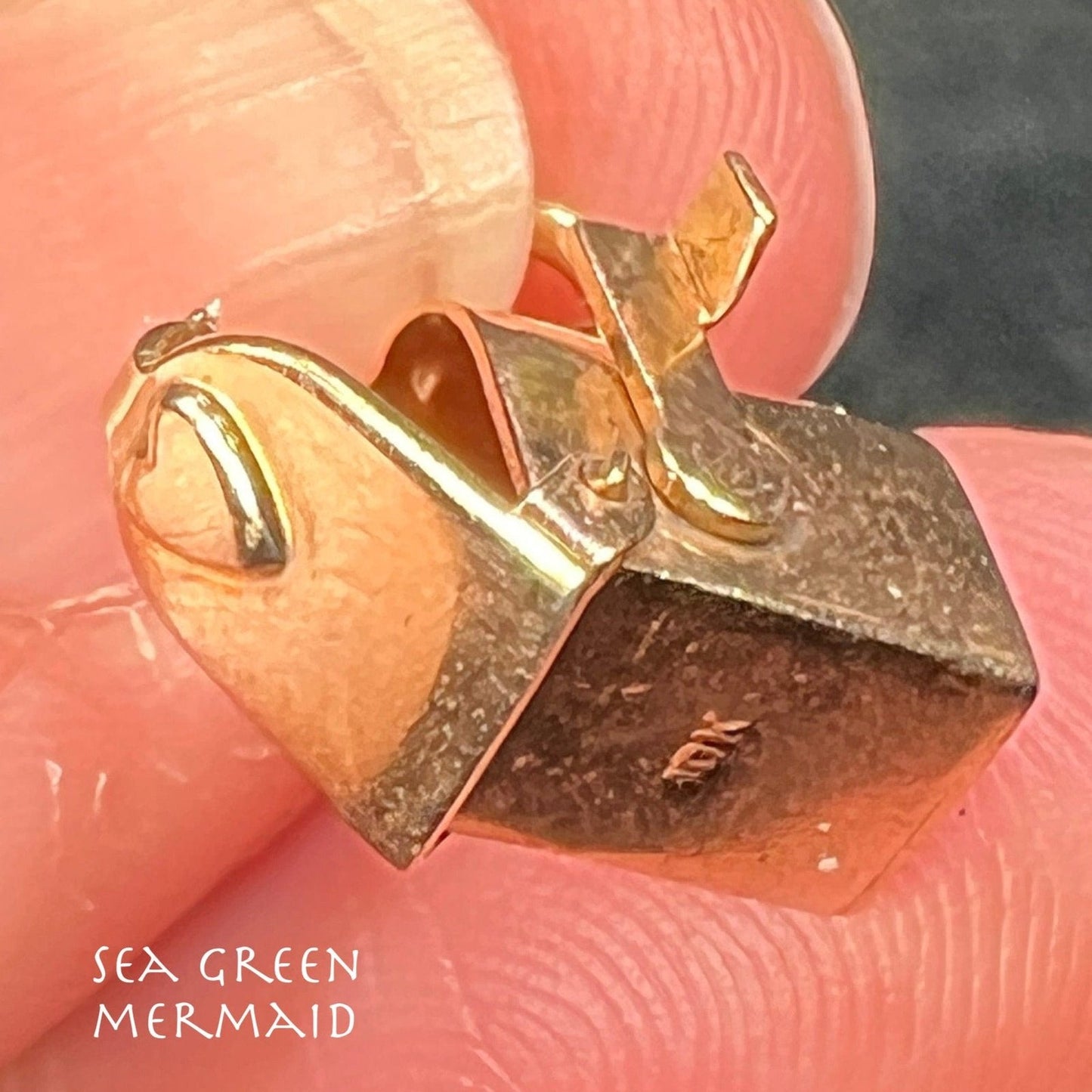 10k Yellow Gold MAILBOX Love Letters Memento Pendant. Tiny! *Video*
