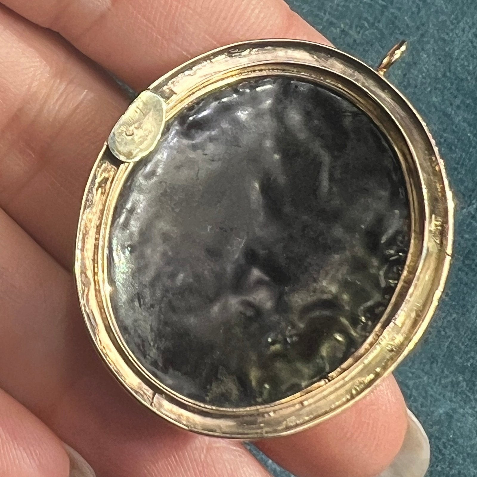 10k Yellow Gold Onyx CROSS Gothic Mourning Pendant. 2" + 8g