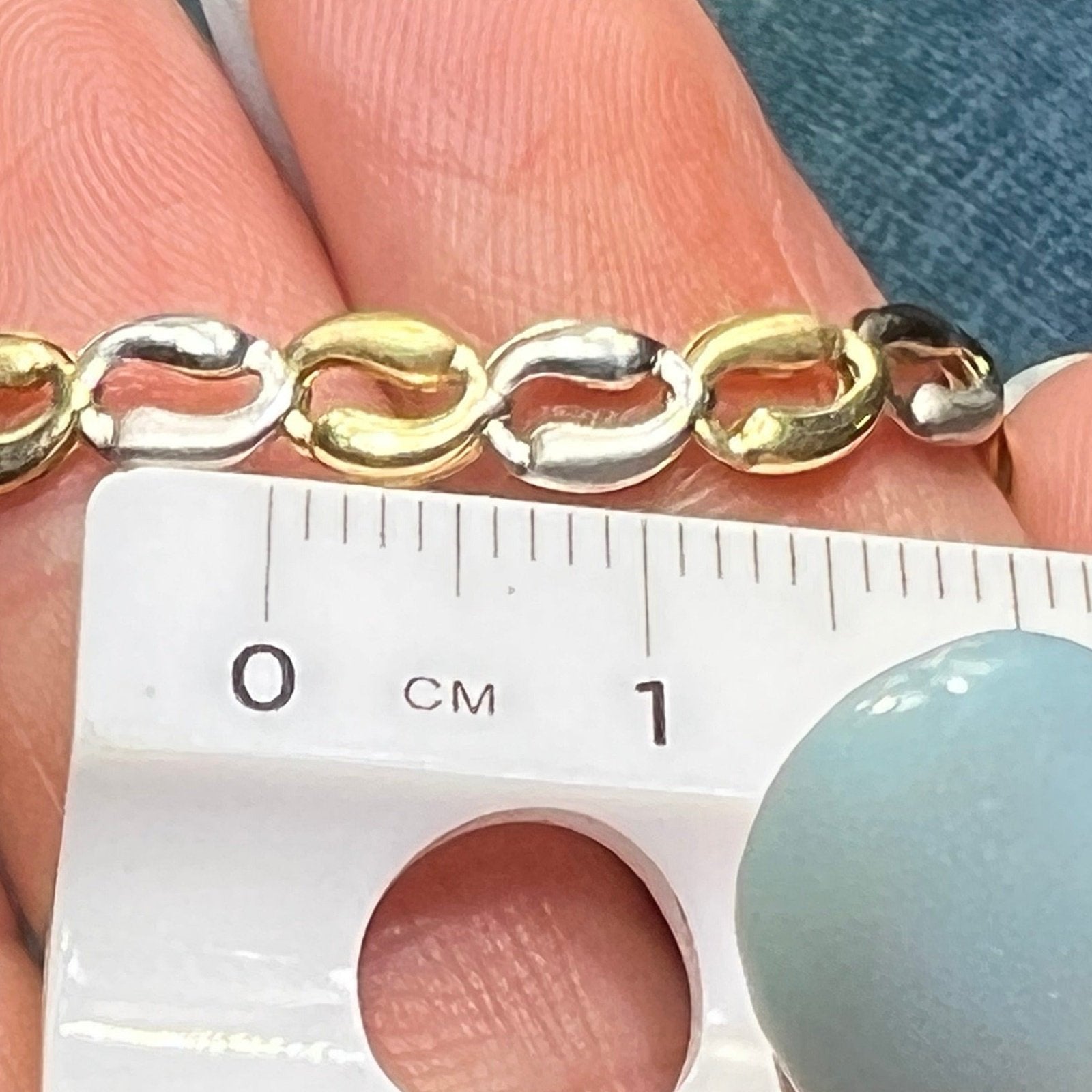 10k Yellow + White Gold 5mm Mariner Chain Link Necklace. 6.4g