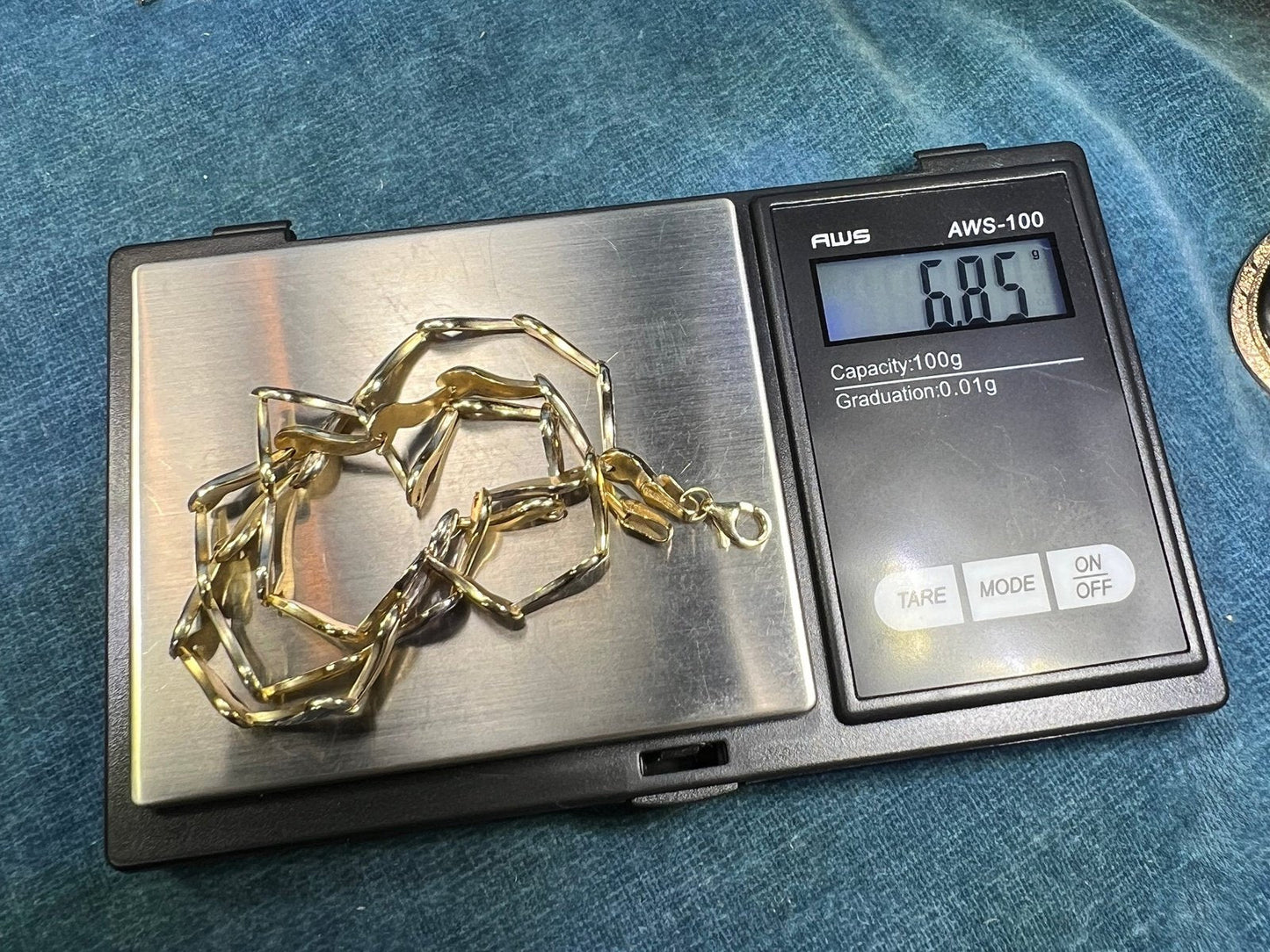 10k Yellow + White Gold 5mm Wave Link Chain Necklace. 7g
