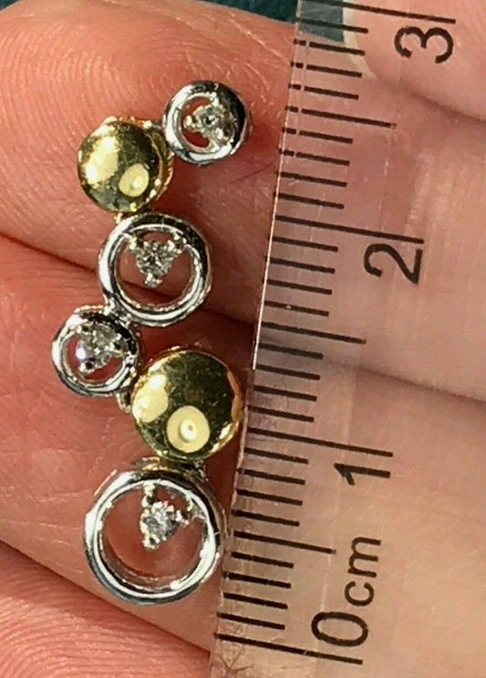 10k Yellow & White Gold Natural Diamond BUBBLES Pendant. "Jointed"-K6L7J