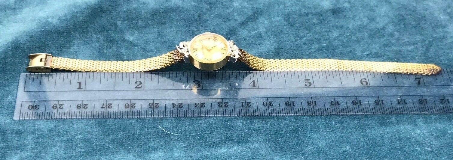 14K SOLID Yellow Gold Lucien Piccard Watch w/ Diamond Accents. Mesh Band-K10L5