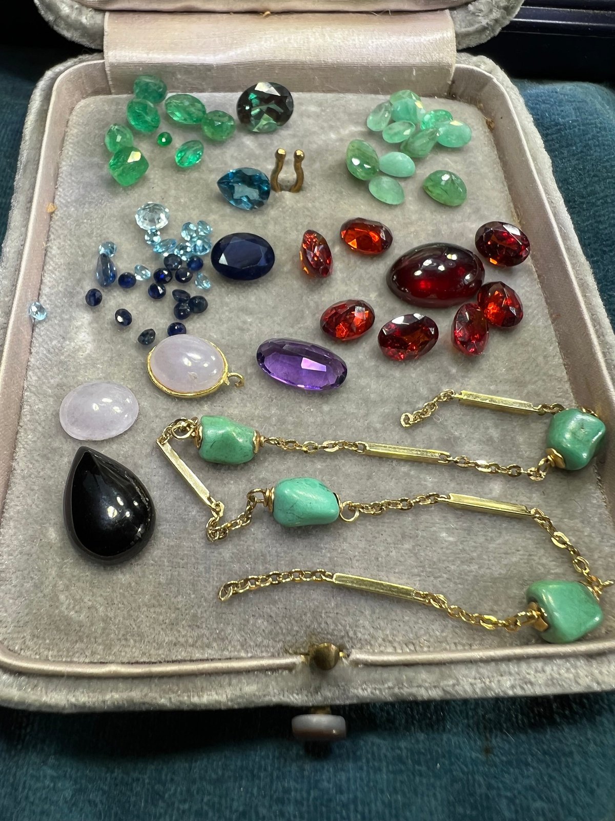 14g Loose Gemstones from 14k Jewelry. Sapphire Emerald Tourmaline