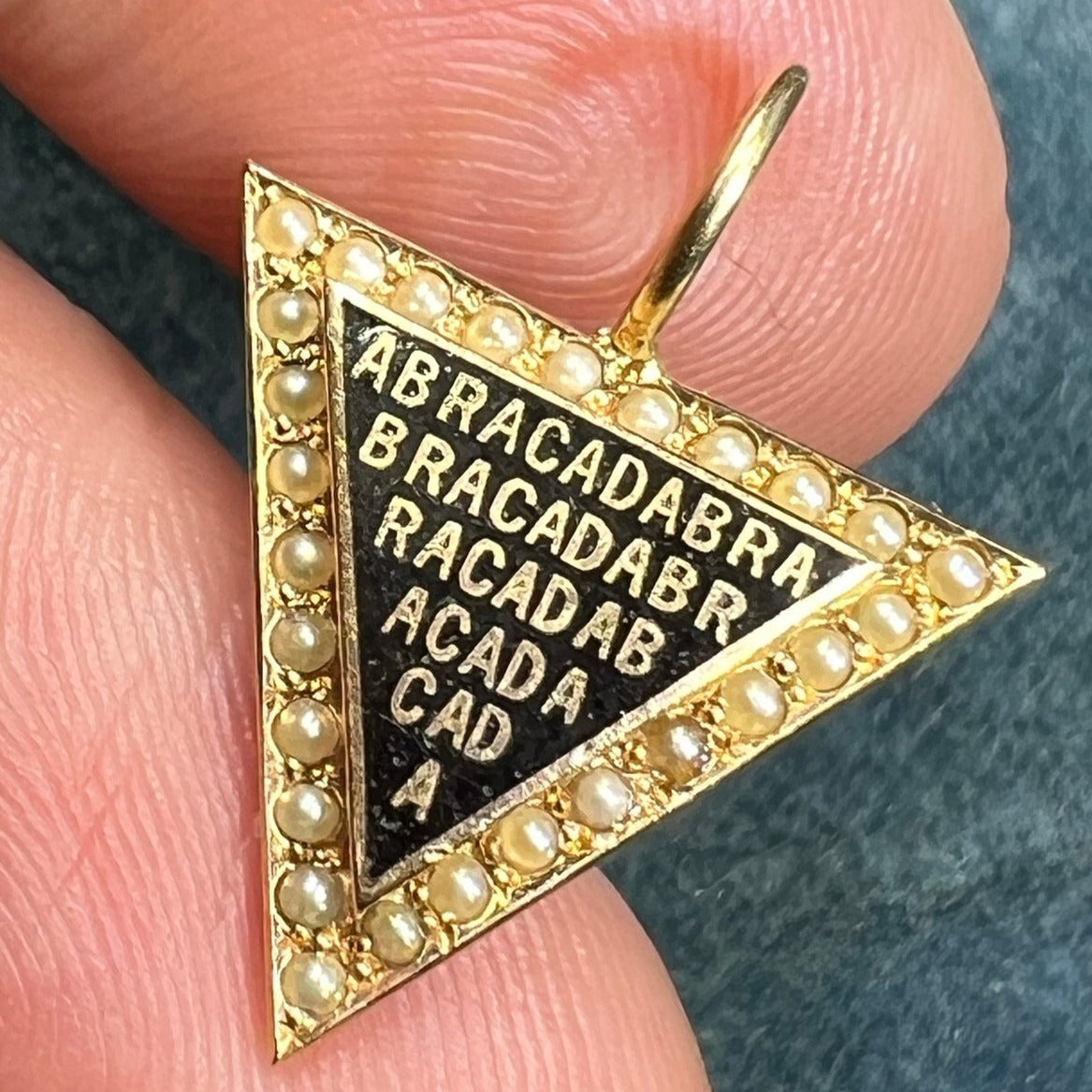 14k Gold ABRACADABRA Gothic Magic Spell Pendant