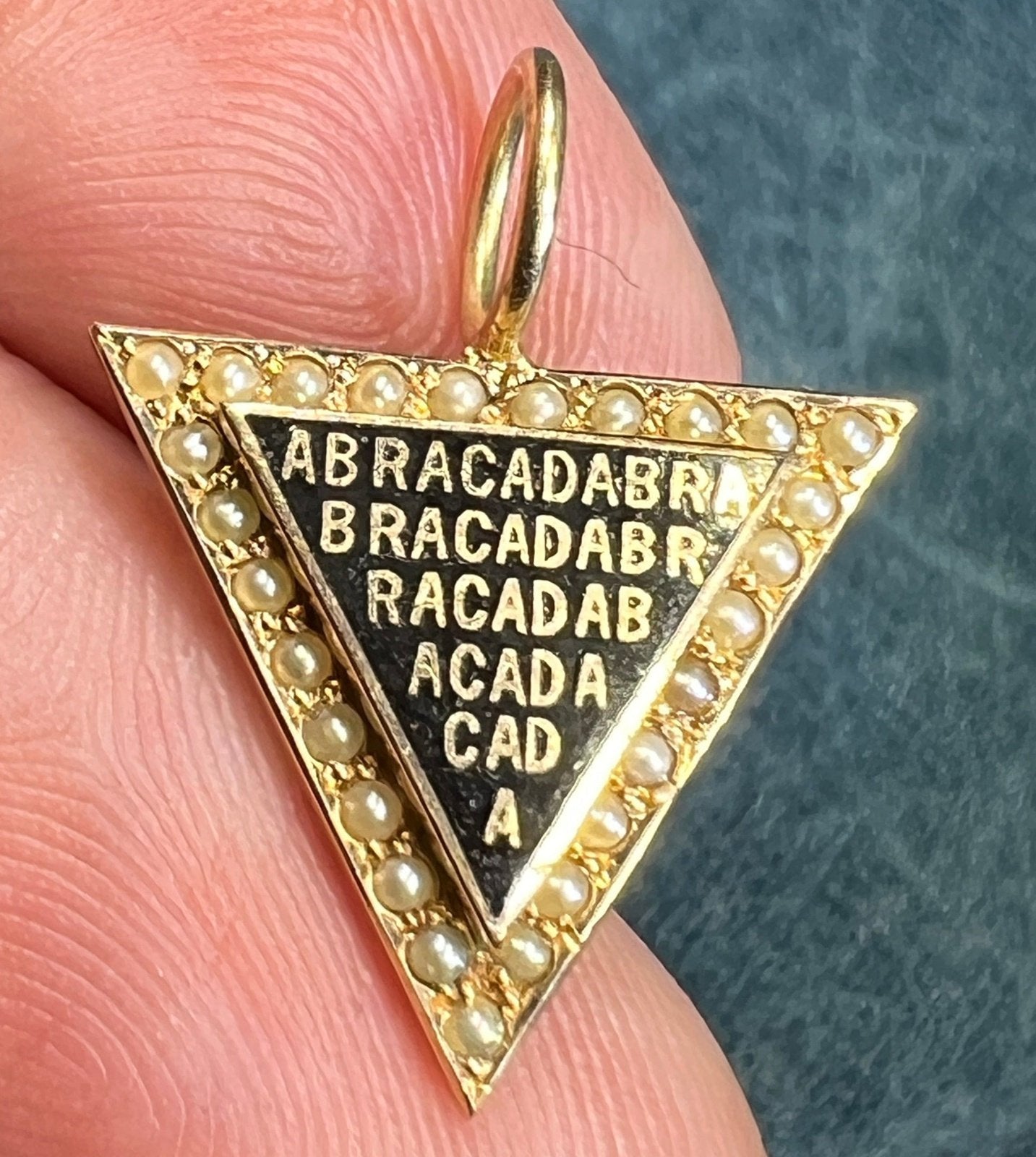 14k Gold ABRACADABRA Gothic Magic Spell Pendant