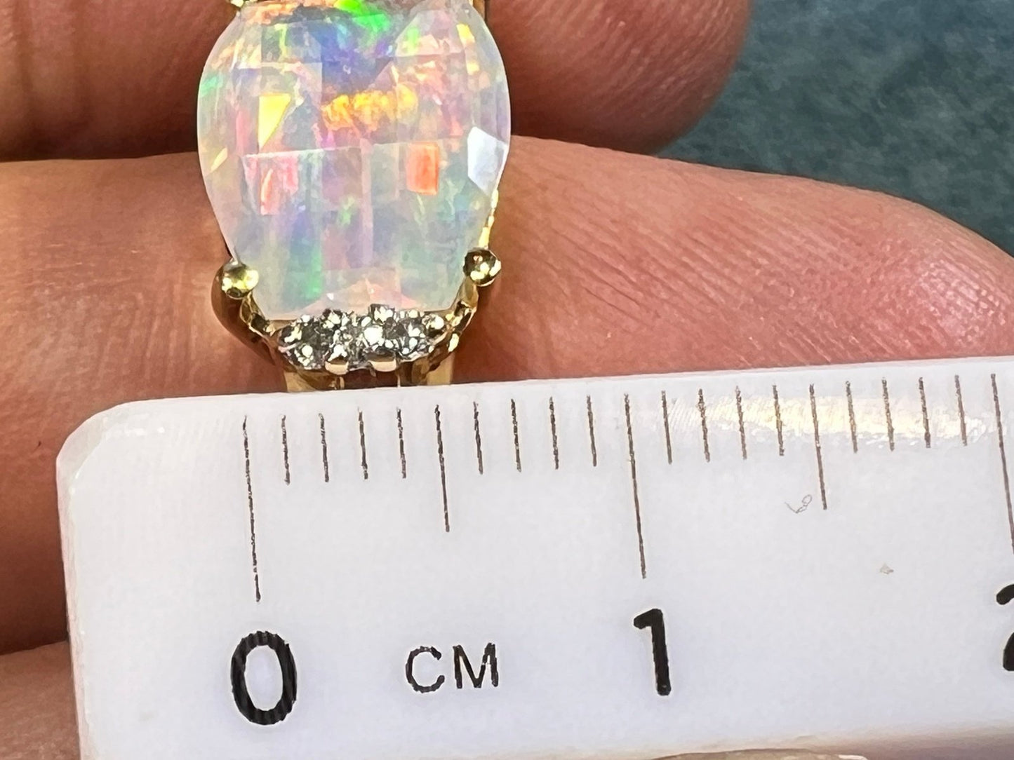 14k Gold Australian Jelly Opal Ring w Diamond Accents **VIDEO**