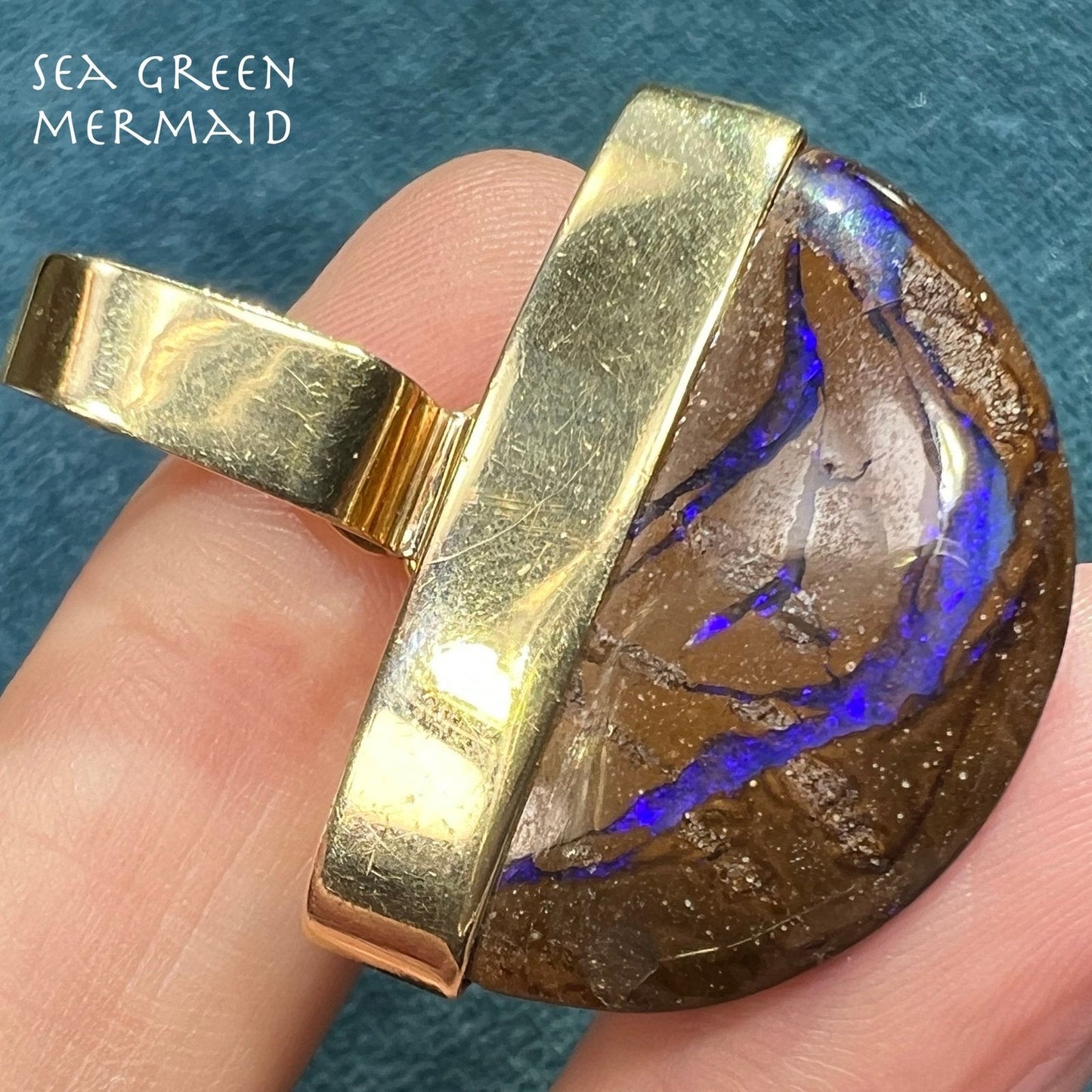 14k Gold Australian Purple Boulder Opal Pendant. 11g + 1.5" *VIDEO*