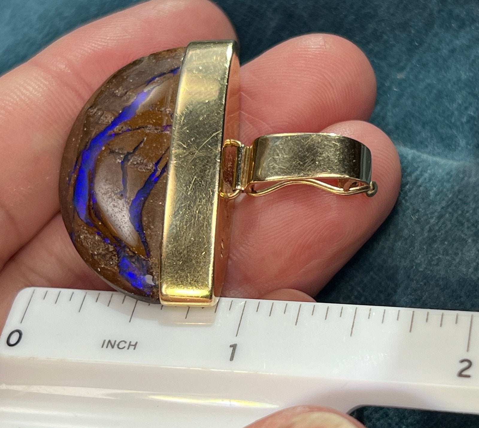14k Gold Australian Purple Boulder Opal Pendant. 11g + 1.5" *VIDEO*