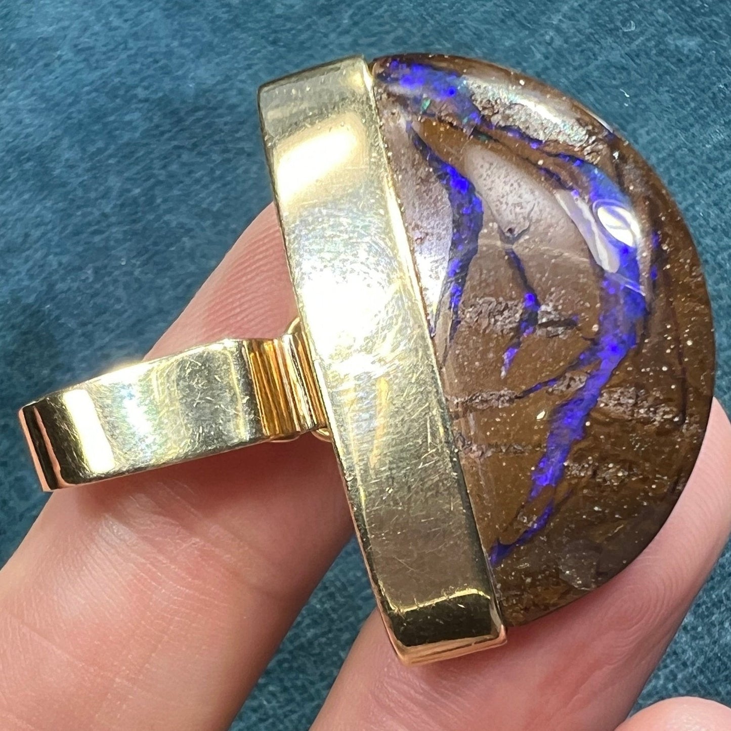 14k Gold Australian Purple Boulder Opal Pendant. 11g + 1.5" *VIDEO*