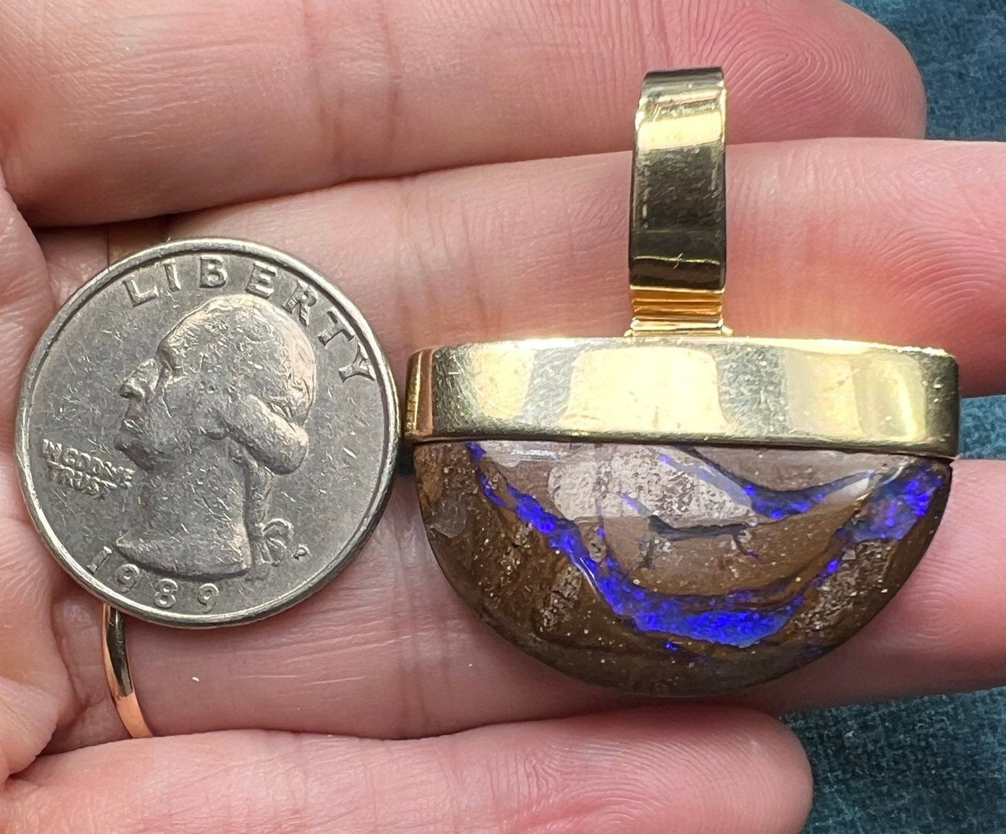 14k Gold Australian Purple Boulder Opal Pendant. 11g + 1.5" *VIDEO*