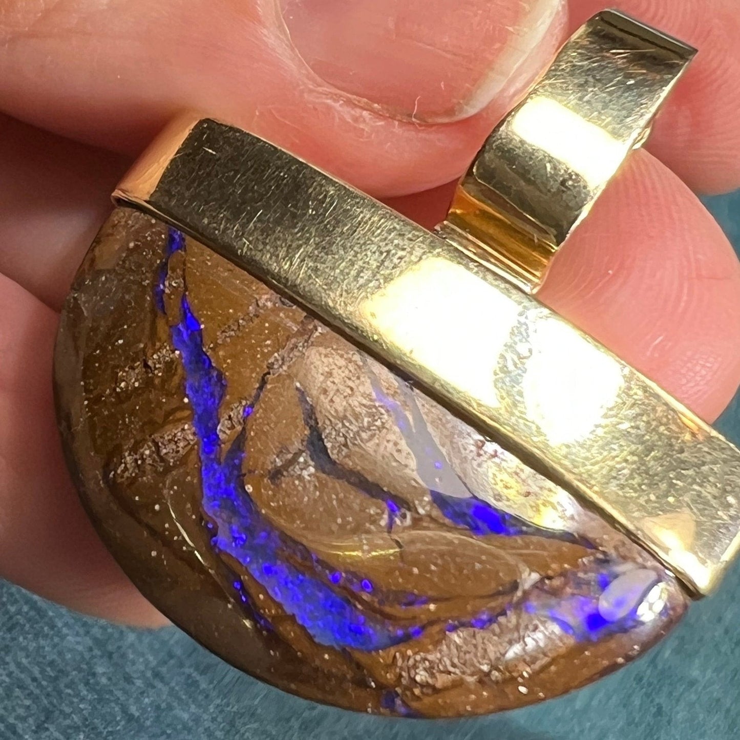 14k Gold Australian Purple Boulder Opal Pendant. 11g + 1.5" *VIDEO*