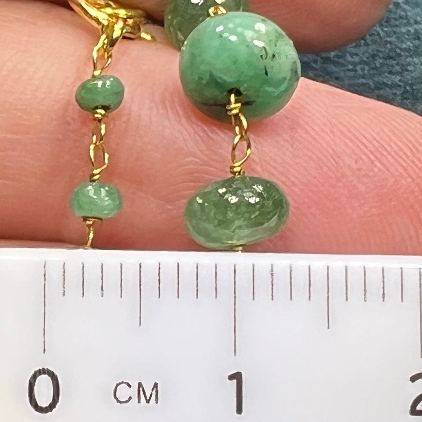 14k Gold Cabochon EMERALD Station Chain "By-the-Yard" Necklace