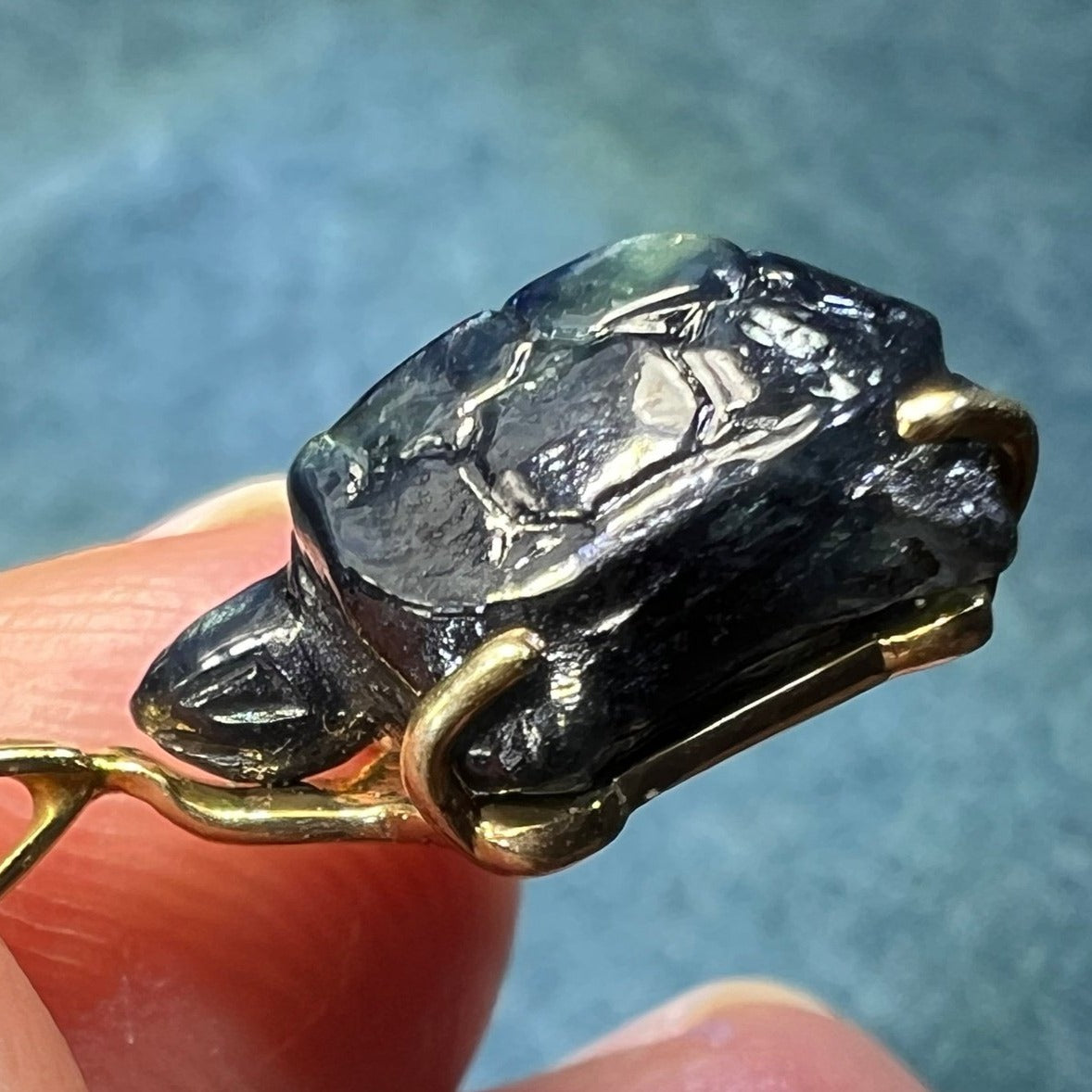 14k Gold Carved Blue Sapphire TURTLE Pendant **Video**