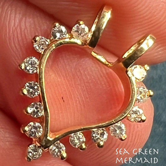 14k Gold Diamond Heart Pendant ENHANCER *Dress up Your Pendants*