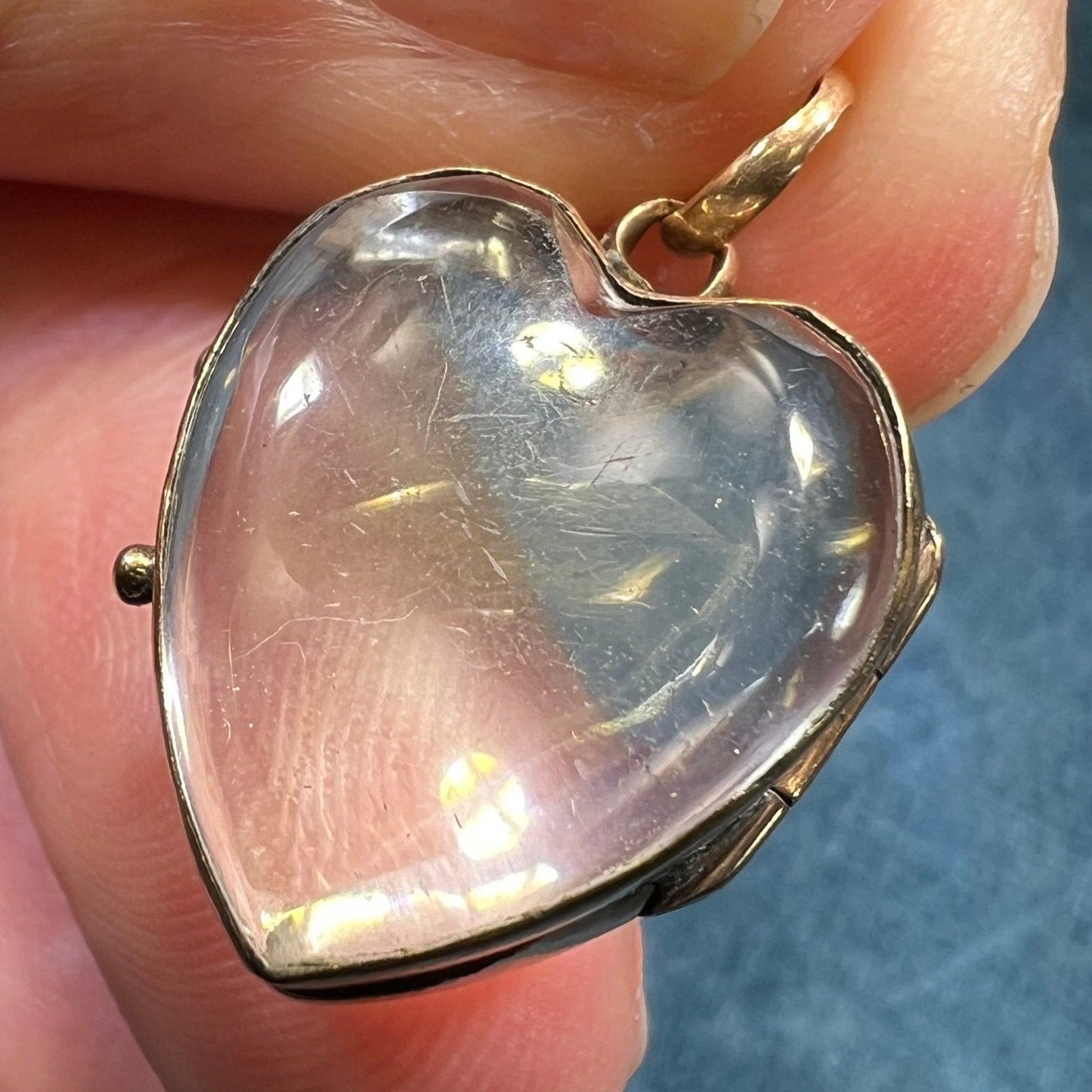 14k Gold Heart Photo Bubble Window Locket Pendant *Mementos*