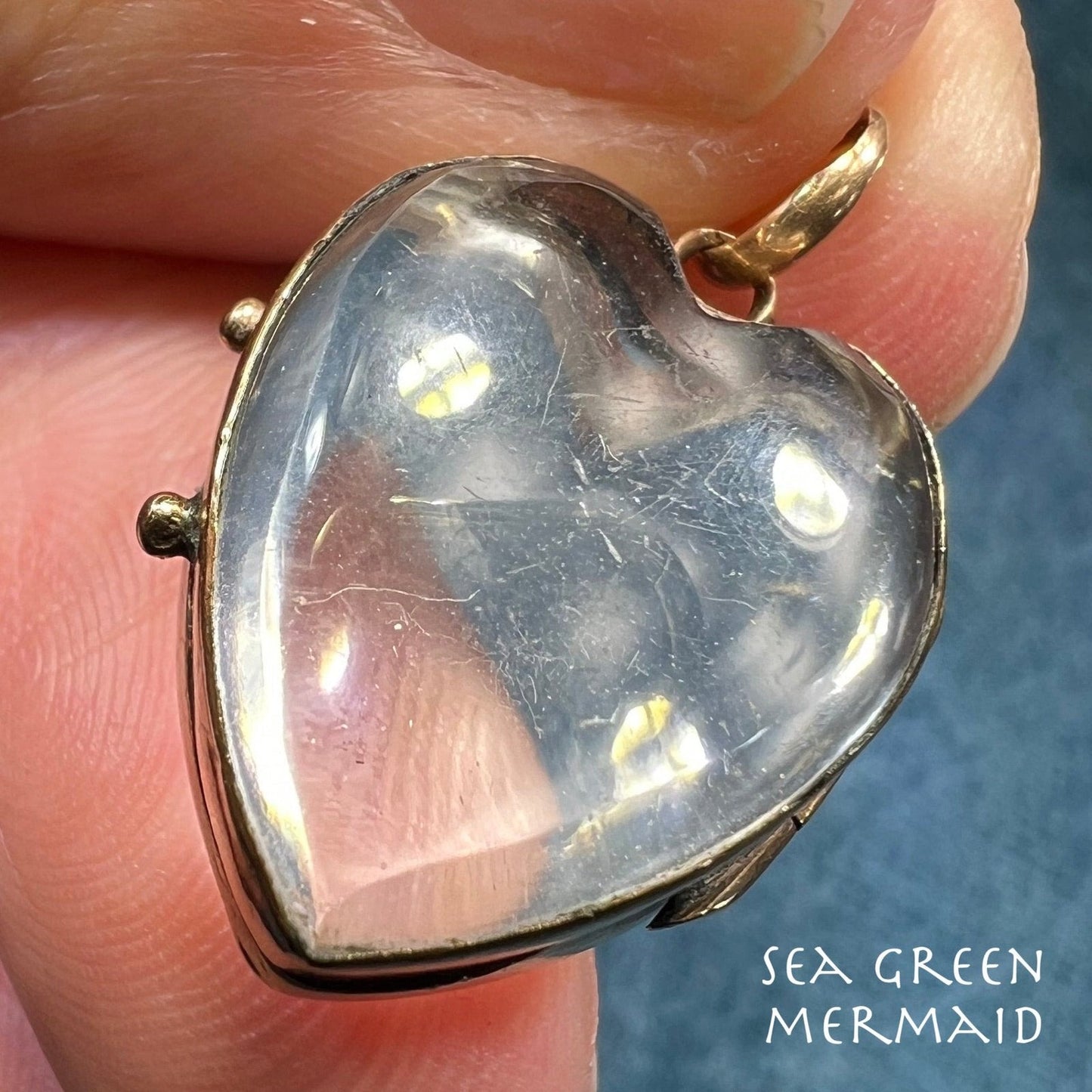 14k Gold Heart Photo Bubble Window Locket Pendant *Mementos*