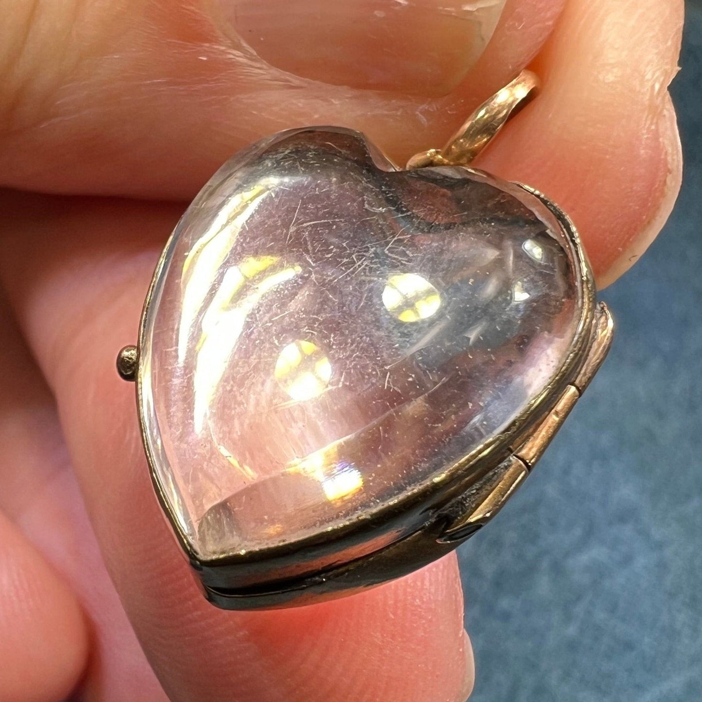 14k Gold Heart Photo Bubble Window Locket Pendant *Mementos*