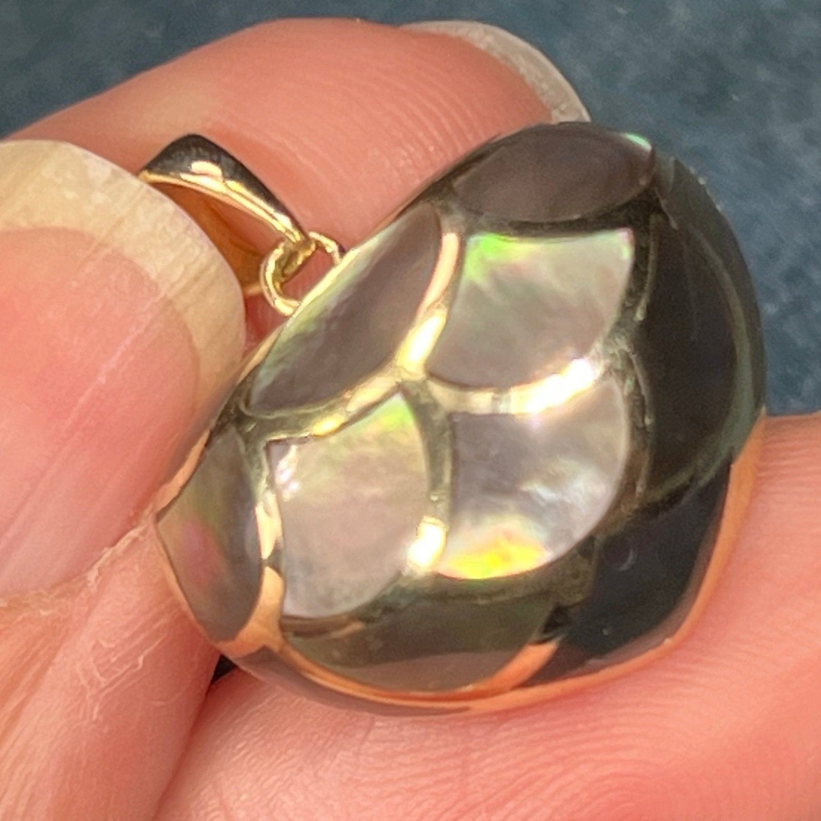 14k Gold Inlaid Black Shell MERMAID's HEART Pendant *Video*