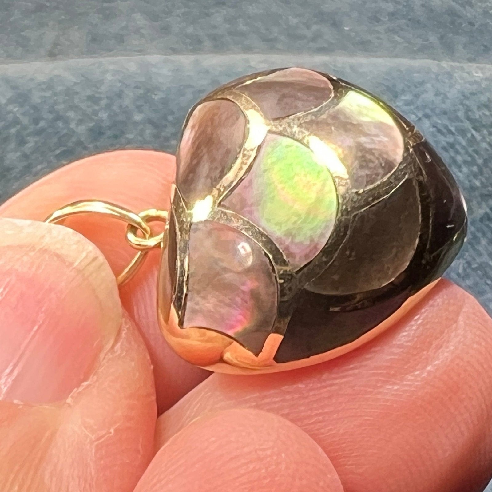 14k Gold Inlaid Black Shell MERMAID's HEART Pendant *Video*