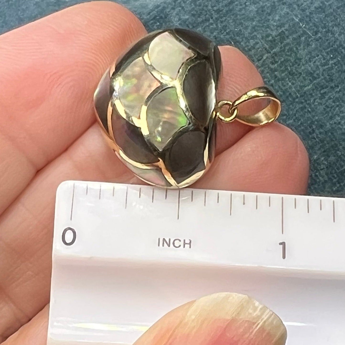 14k Gold Inlaid Black Shell MERMAID's HEART Pendant *Video*