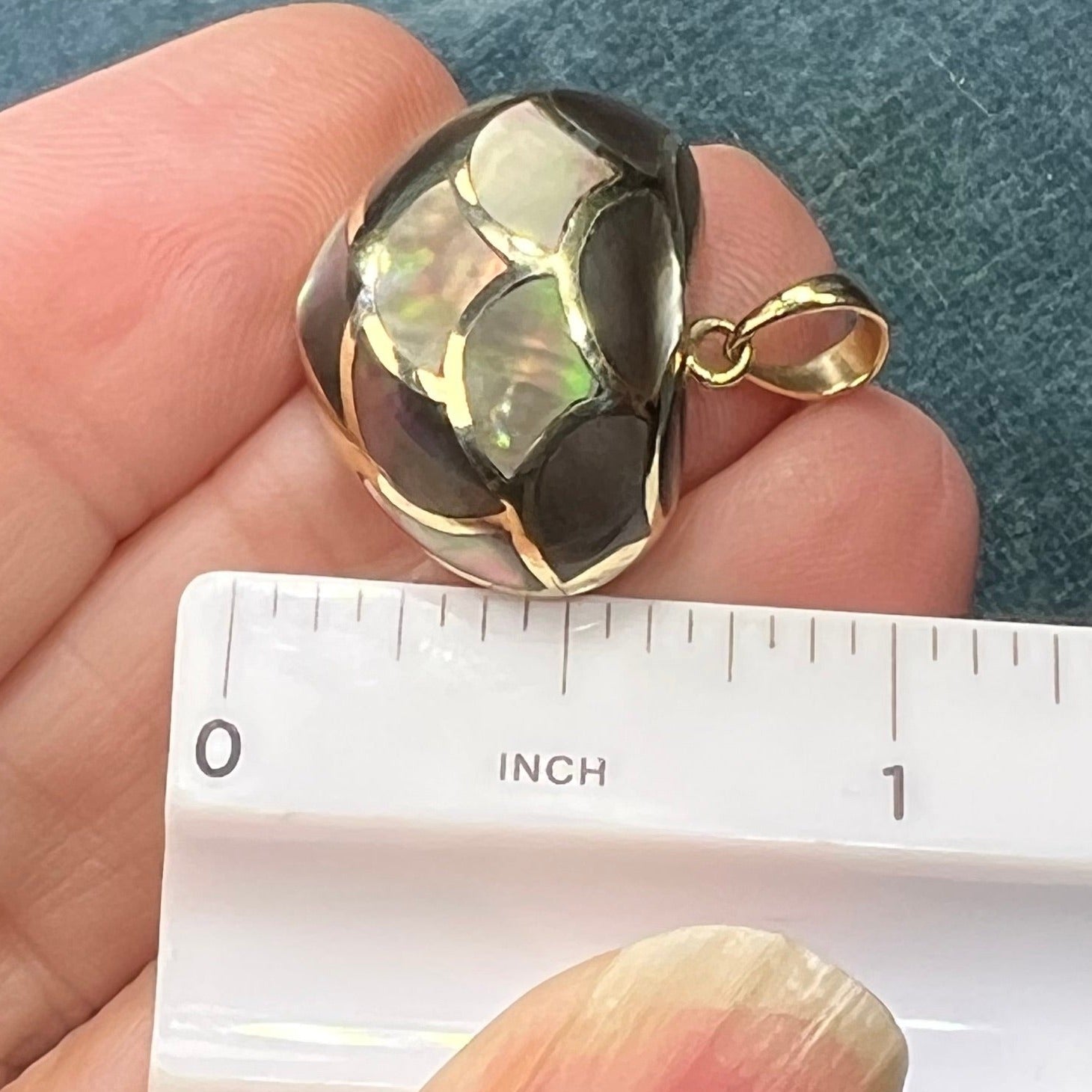 14k Gold Inlaid Black Shell MERMAID's HEART Pendant *Video*